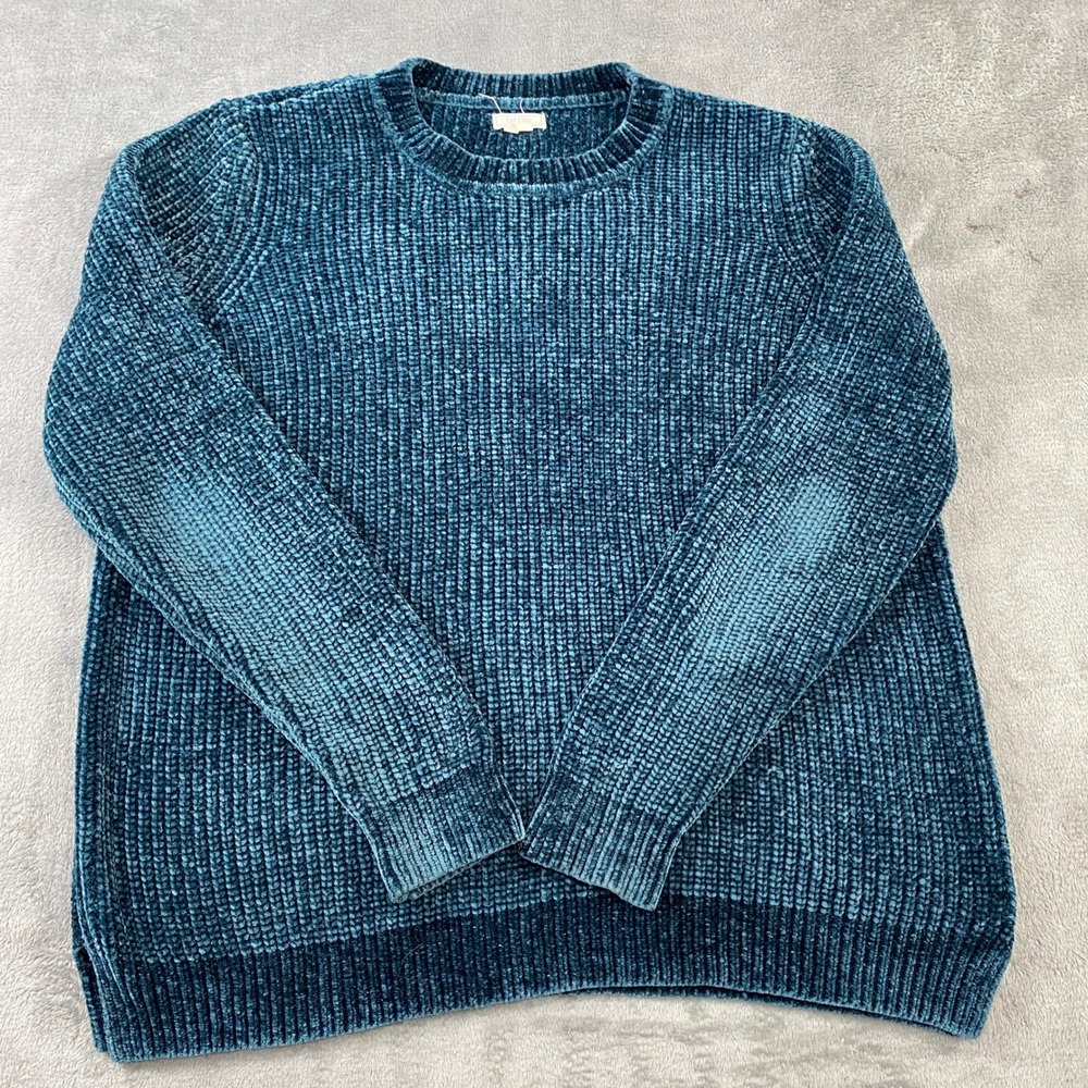 Fat Face Teal Chenille Ribbed Crew Neck Long Sleeve Sweater Size 14